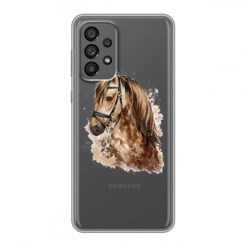 Полупрозрачный дизайнерский пластиковый чехол для Samsung Galaxy A73 5G Прозрачные лошади и единороги 