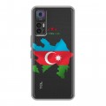 Полупрозрачный дизайнерский пластиковый чехол для TCL 30 Флаг Азербайджана