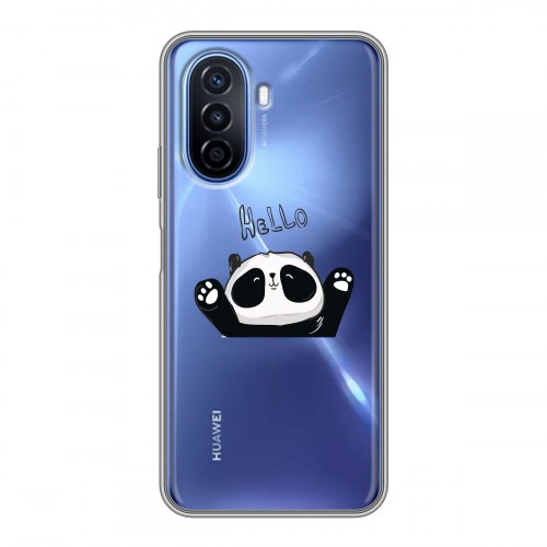 Полупрозрачный дизайнерский пластиковый чехол для Huawei Nova Y70 Прозрачные панды - смайлики