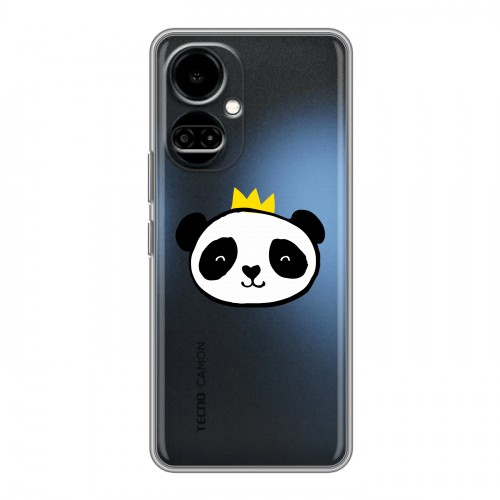Полупрозрачный дизайнерский силиконовый чехол для Tecno Camon 19 Прозрачные панды - смайлики