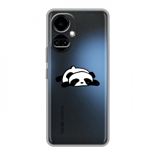 Полупрозрачный дизайнерский силиконовый чехол для Tecno Camon 19 Прозрачные панды - смайлики