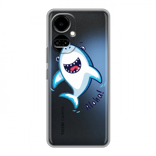 Полупрозрачный дизайнерский силиконовый чехол для Tecno Camon 19 Прозрачные акулы