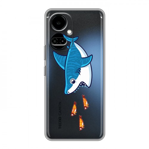 Полупрозрачный дизайнерский силиконовый чехол для Tecno Camon 19 Прозрачные акулы