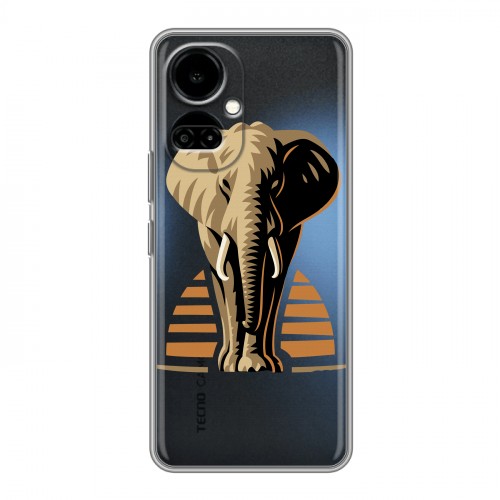 Полупрозрачный дизайнерский пластиковый чехол для Tecno Camon 19 Прозрачные слоны