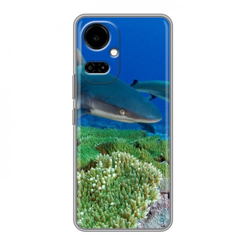 Дизайнерский пластиковый чехол для Tecno Camon 19 Акулы