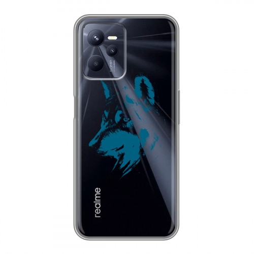 Полупрозрачный дизайнерский пластиковый чехол для Realme C35 Волки
