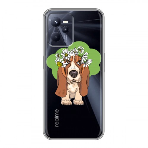 Полупрозрачный дизайнерский пластиковый чехол для Realme C35 Прозрачные собаки