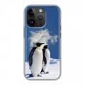 Дизайнерский силиконовый чехол для Iphone 14 Pro Пингвины