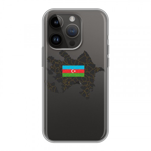 Полупрозрачный дизайнерский силиконовый чехол для Iphone 14 Pro Флаг Азербайджана