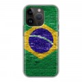 Дизайнерский силиконовый чехол для Iphone 14 Pro Флаг Бразилии