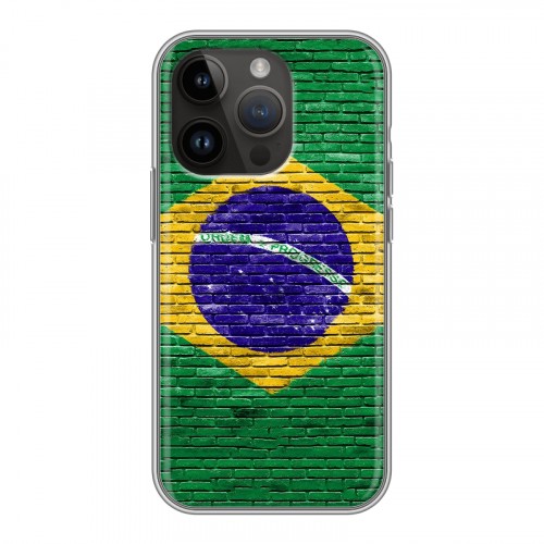 Дизайнерский силиконовый чехол для Iphone 14 Pro Флаг Бразилии