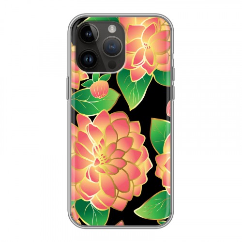 Дизайнерский силиконовый с усиленными углами чехол для Iphone 14 Pro Max Люксовые цветы