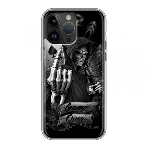 Дизайнерский пластиковый чехол для Iphone 14 Pro Max Скелет и туз