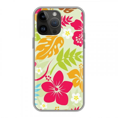 Дизайнерский силиконовый с усиленными углами чехол для Iphone 14 Pro Max Гавайские Шаблоны