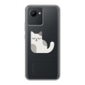 Полупрозрачный дизайнерский пластиковый чехол для Realme C30 Прозрачные кошки