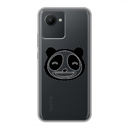 Полупрозрачный дизайнерский пластиковый чехол для Realme C30 Прозрачные панды - смайлики