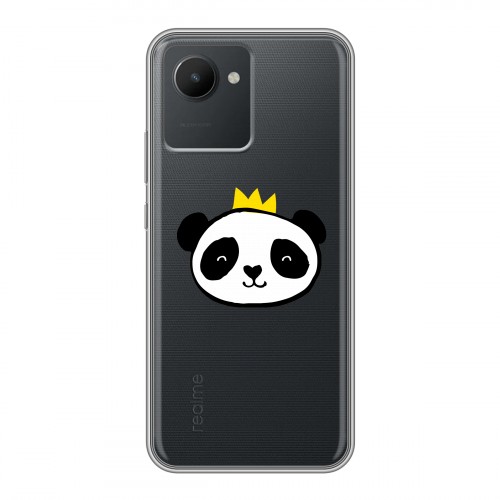 Полупрозрачный дизайнерский силиконовый чехол для Realme C30 Прозрачные панды - смайлики
