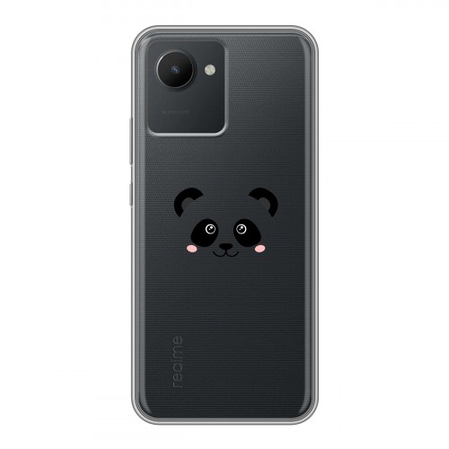 Полупрозрачный дизайнерский силиконовый чехол для Realme C30 Прозрачные панды - смайлики