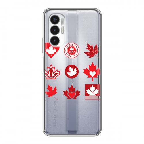 Полупрозрачный дизайнерский пластиковый чехол для Tecno Pova 3 Флаг Канады