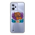 Полупрозрачный дизайнерский пластиковый чехол для Realme C31 Прозрачный тигр