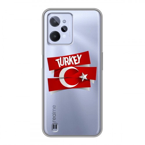 Полупрозрачный дизайнерский силиконовый с усиленными углами чехол для Realme C31 Флаг Турции
