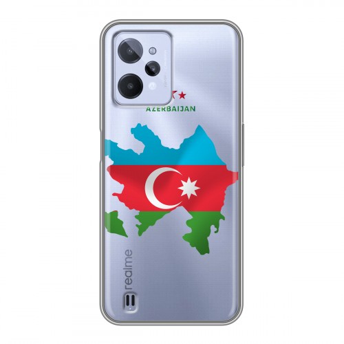 Полупрозрачный дизайнерский силиконовый с усиленными углами чехол для Realme C31 Флаг Азербайджана