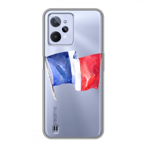 Полупрозрачный дизайнерский силиконовый с усиленными углами чехол для Realme C31 Флаг Франции