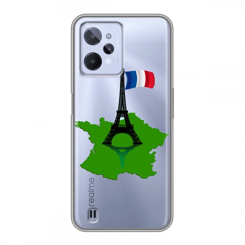 Полупрозрачный дизайнерский пластиковый чехол для Realme C31 Флаг Франции