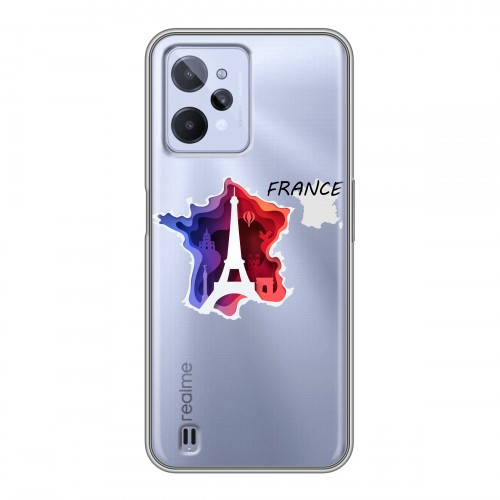 Полупрозрачный дизайнерский пластиковый чехол для Realme C31 Флаг Франции