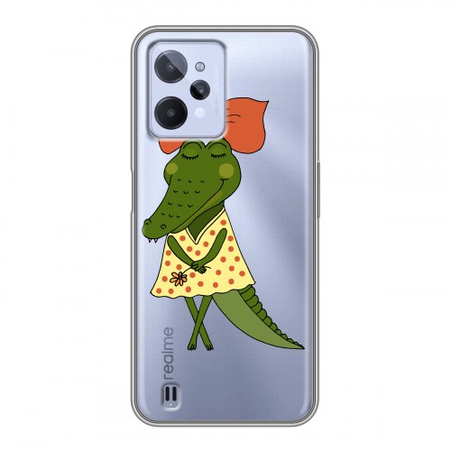 Полупрозрачный дизайнерский пластиковый чехол для Realme C31 Прозрачные крокодилы