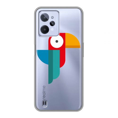 Полупрозрачный дизайнерский пластиковый чехол для Realme C31 Прозрачные попугаи