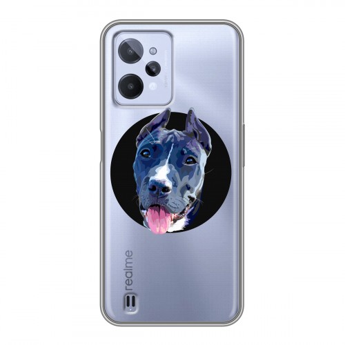 Полупрозрачный дизайнерский силиконовый с усиленными углами чехол для Realme C31 Прозрачные собаки