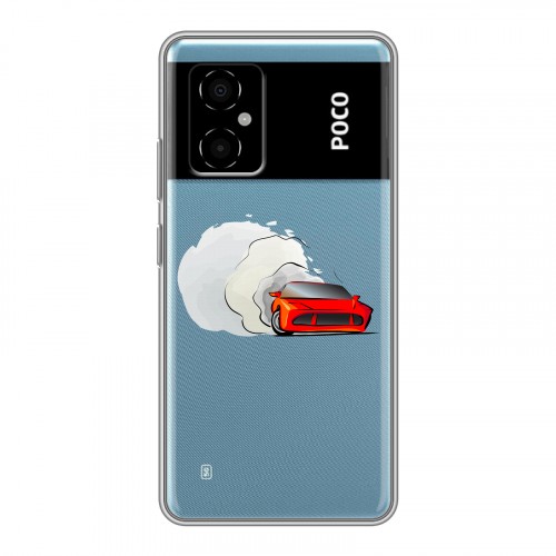 Полупрозрачный дизайнерский пластиковый чехол для Xiaomi Poco M4 5G Прозрачный дрифт
