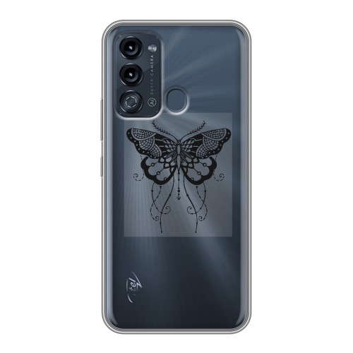 Полупрозрачный дизайнерский силиконовый с усиленными углами чехол для Itel Vision 3 прозрачные Бабочки 