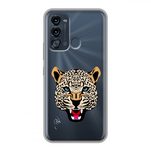 Дизайнерский силиконовый с усиленными углами чехол для Itel Vision 3 Прозрачные леопарды