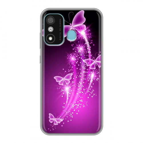 Дизайнерский силиконовый чехол для Itel A27 Бабочки фиолетовые