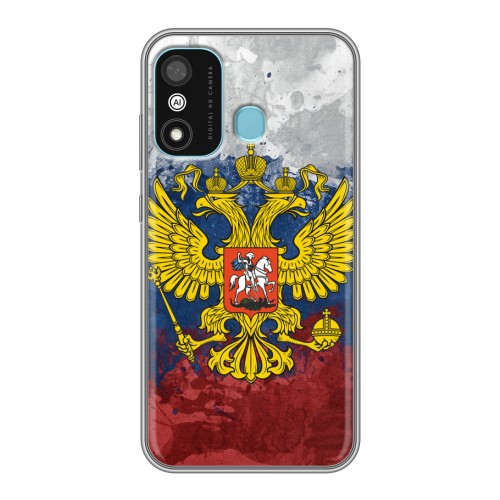 Дизайнерский силиконовый чехол для Itel A27 Российский флаг и герб