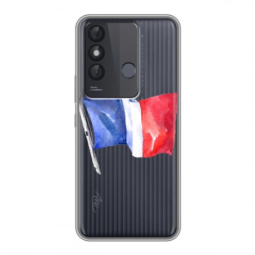 Полупрозрачный дизайнерский пластиковый чехол для Itel Vision 3 Plus Флаг Франции