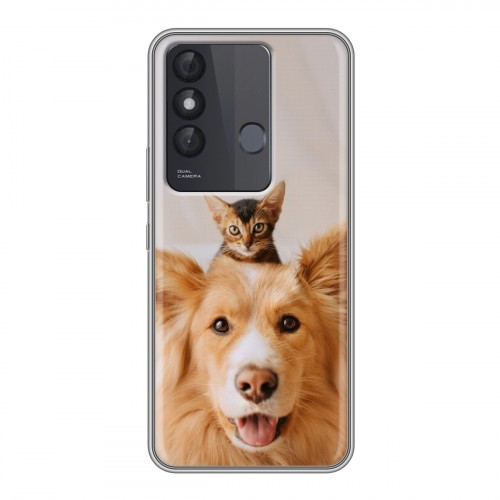 Дизайнерский силиконовый чехол для Itel Vision 3 Plus Собака и котенок