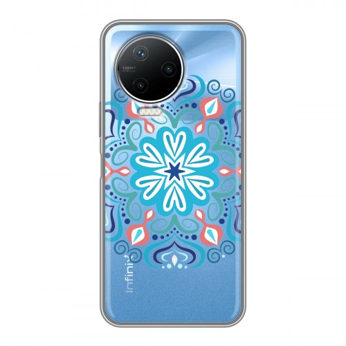 Полупрозрачный дизайнерский пластиковый чехол для Infinix Note 12 Pro Голубые мандалы