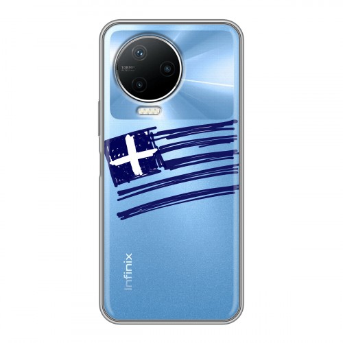 Полупрозрачный дизайнерский пластиковый чехол для Infinix Note 12 Pro флаг греции