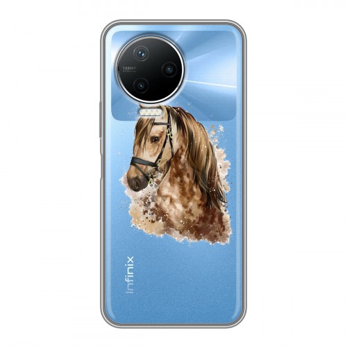 Полупрозрачный дизайнерский пластиковый чехол для Infinix Note 12 Pro Прозрачные лошади и единороги 