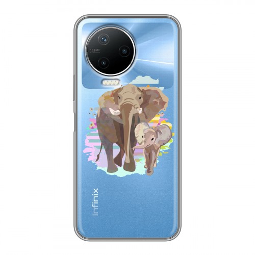 Полупрозрачный дизайнерский пластиковый чехол для Infinix Note 12 Pro Прозрачные слоны