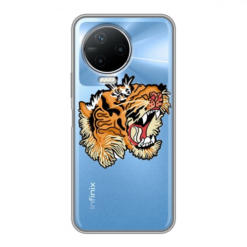 Полупрозрачный дизайнерский пластиковый чехол для Infinix Note 12 Pro Прозрачные тигры