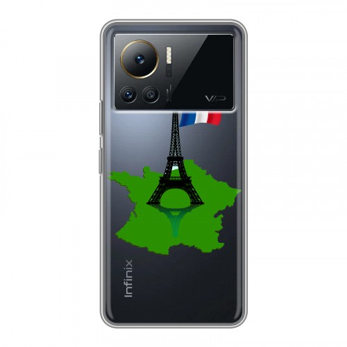 Полупрозрачный дизайнерский силиконовый с усиленными углами чехол для Infinix Note 12 VIP Флаг Франции