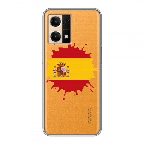 Полупрозрачный дизайнерский силиконовый с усиленными углами чехол для OPPO Reno7 флаг Испании