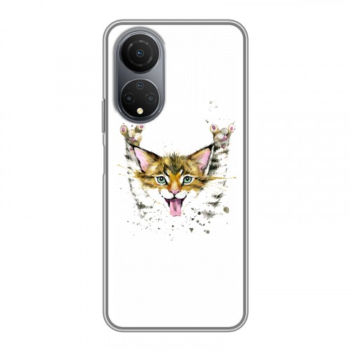 Полупрозрачный дизайнерский пластиковый чехол для Huawei Honor X7 Прозрачные кошки