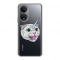 Полупрозрачный дизайнерский пластиковый чехол для Huawei Honor X7 Прозрачные кошки