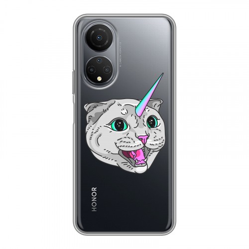 Полупрозрачный дизайнерский силиконовый с усиленными углами чехол для Huawei Honor X7 Прозрачные кошки