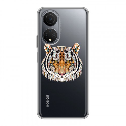 Полупрозрачный дизайнерский пластиковый чехол для Huawei Honor X7 Прозрачные тигры